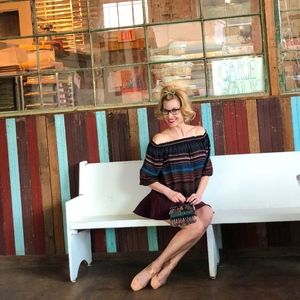 Joie Off The Shoulder Striped Black Blouse